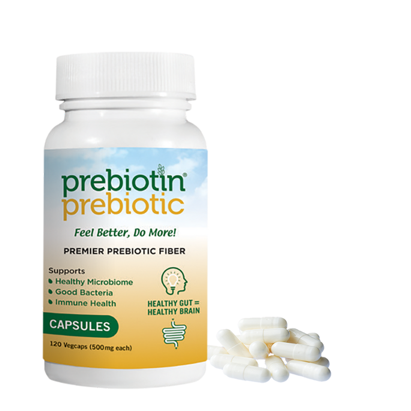Prebiotin Prebiotic Capsules bottle and capsules